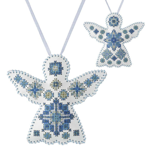 Cross Stitch Kit “Angel Christmas Ornament” DIY Christmas Ornament on Faux Leather