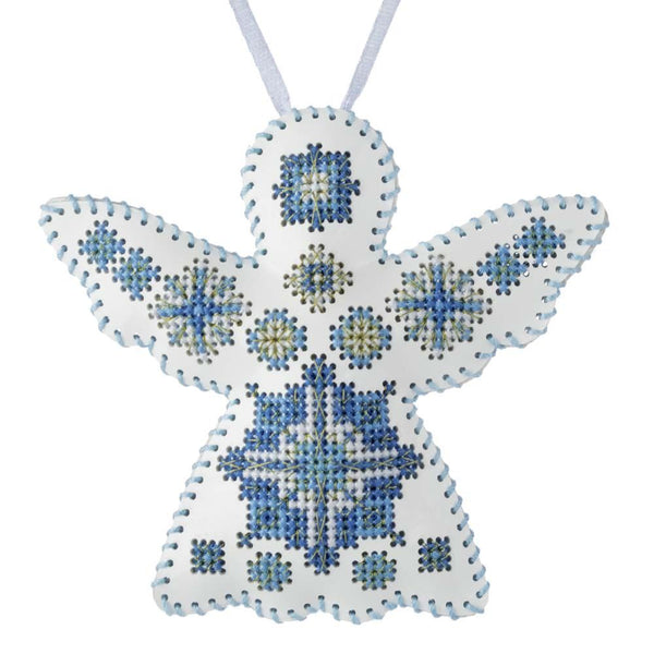 Cross Stitch Kit “Angel Christmas Ornament” DIY Christmas Ornament on Faux Leather