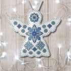 Cross Stitch Kit “Angel Christmas Ornament” DIY Christmas Ornament on Faux Leather