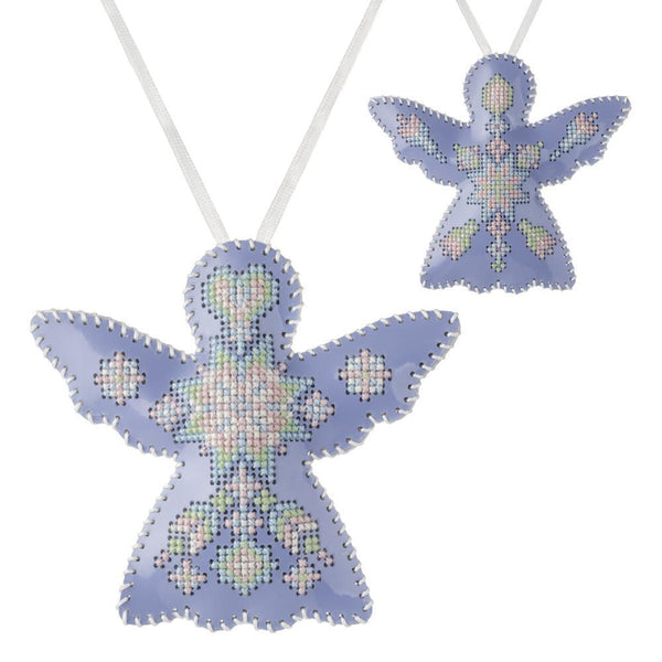 Cross Stitch Kit “Angel Christmas Ornament” DIY Christmas Ornament on Faux Leather