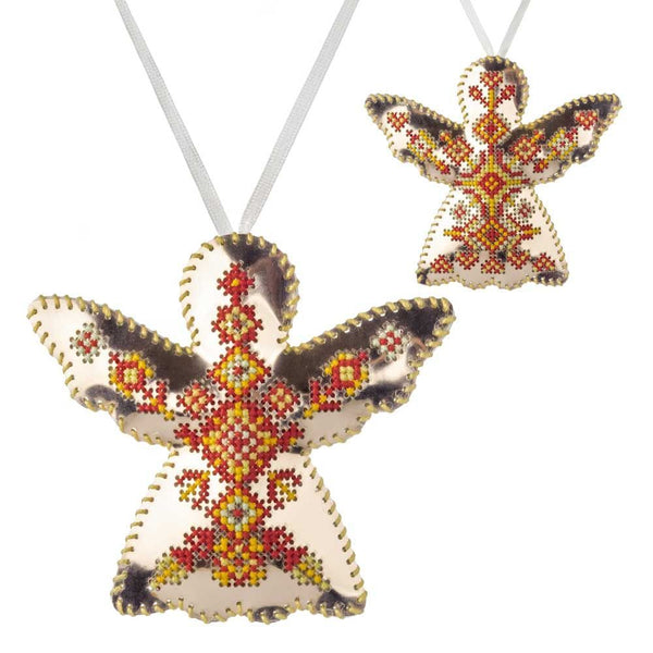 Cross Stitch Kit “Angel Christmas Ornament” DIY Christmas Ornament on Faux Leather
