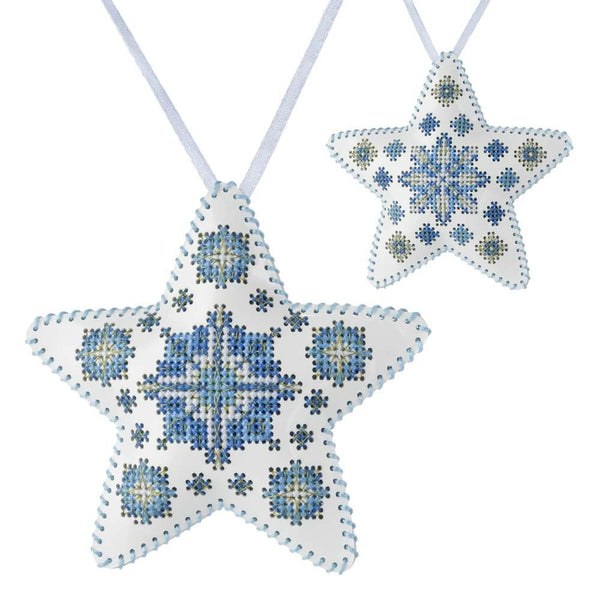 Cross Stitch Kit “Star Christmas Ornament” DIY Christmas Ornament on Faux Leather