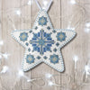 Cross Stitch Kit “Star Christmas Ornament” DIY Christmas Ornament on Faux Leather