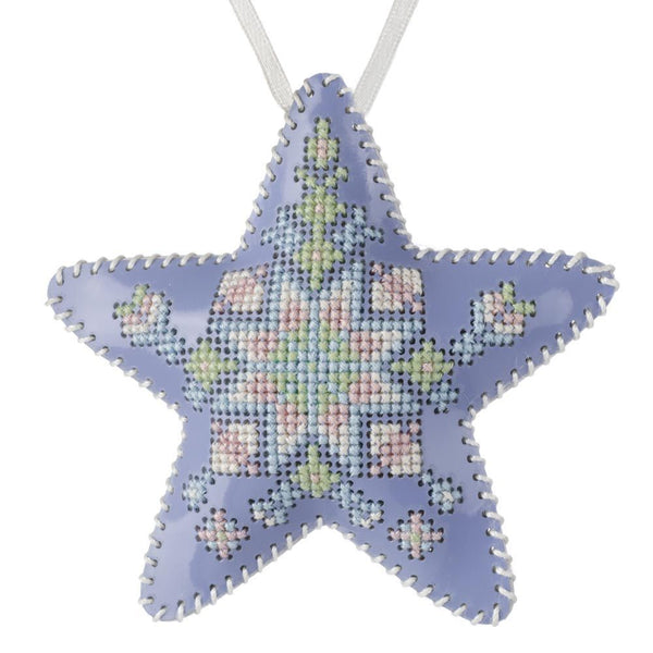 Cross Stitch Kit “Star Christmas Ornament” DIY Christmas Ornament on Faux Leather