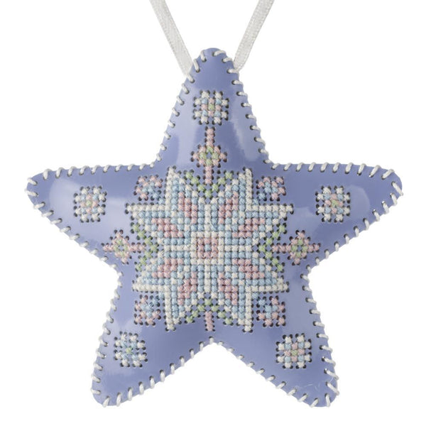 Cross Stitch Kit “Star Christmas Ornament” DIY Christmas Ornament on Faux Leather