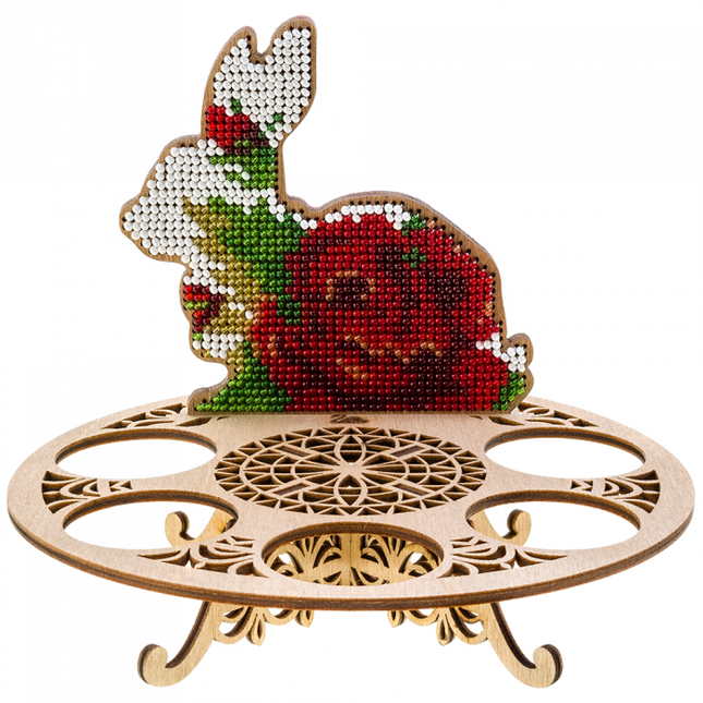 DIY Bead Embroidery Kit on Wood "Easter rabbit"