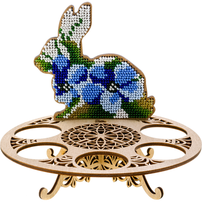 DIY Bead Embroidery Kit on Wood "Easter rabbit"