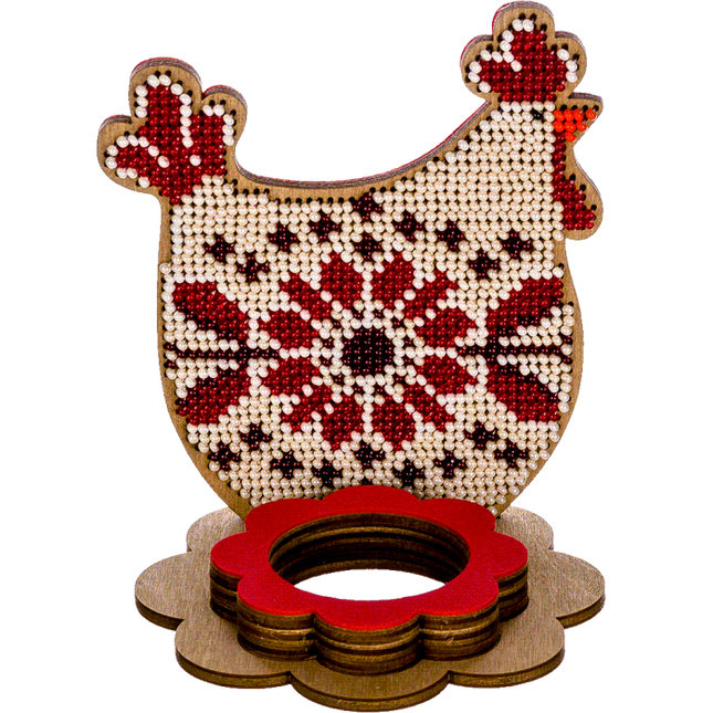 DIY Bead Embroidery Kit on Wood "Chicken"