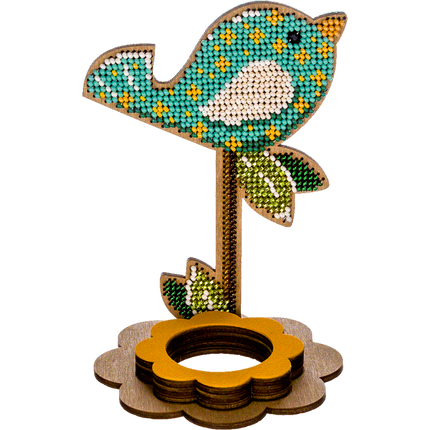 DIY Bead Embroidery Kit on Wood "Birdie"