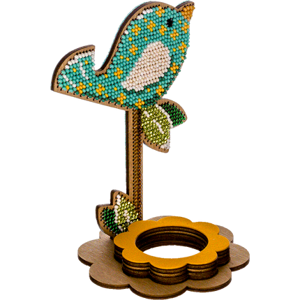 DIY Bead Embroidery Kit on Wood "Birdie"