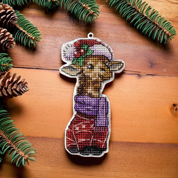 DIY Cross stitch kit "Giraffe Santa"