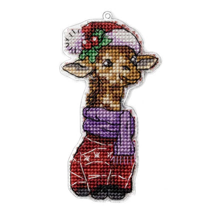 DIY Cross stitch kit "Giraffe Santa"