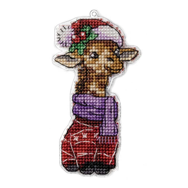 DIY Cross stitch kit "Giraffe Santa"