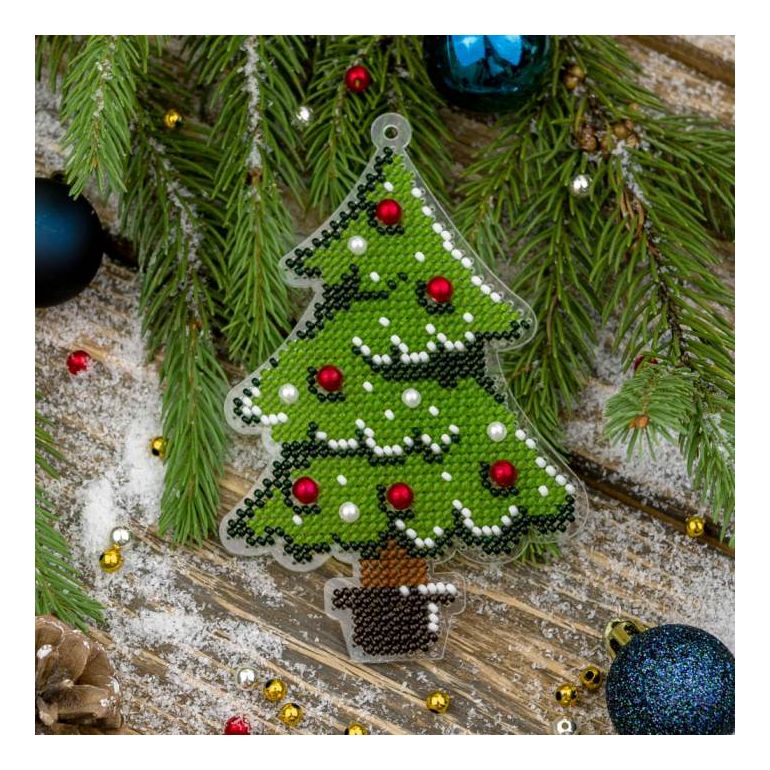 Bead embroidery kit on a plastic base "Christmas tree toys"