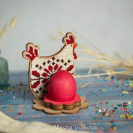 DIY Bead Embroidery Kit on Wood "Chicken"