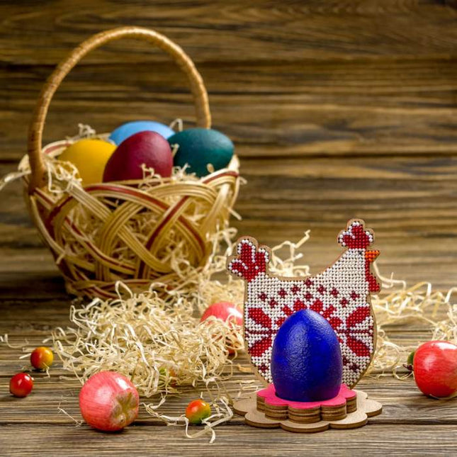 DIY Bead Embroidery Kit on Wood "Chicken"