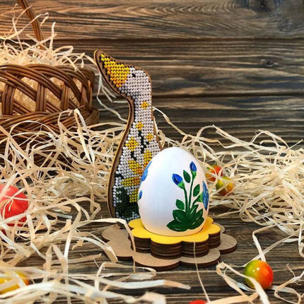DIY Bead Embroidery Kit on Wood "Goose"
