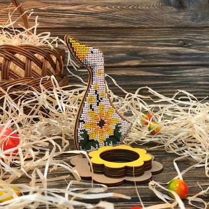 DIY Bead Embroidery Kit on Wood "Goose"
