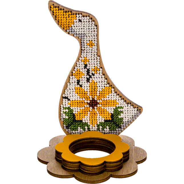 DIY Bead Embroidery Kit on Wood "Goose"