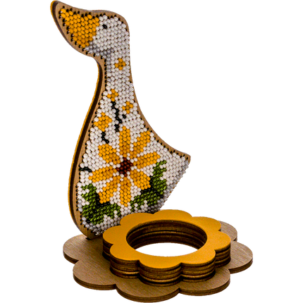 DIY Bead Embroidery Kit on Wood "Goose"