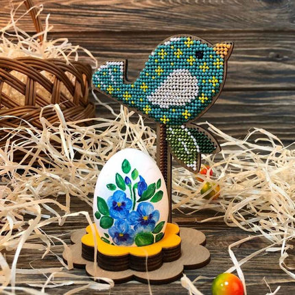 DIY Bead Embroidery Kit on Wood "Birdie"
