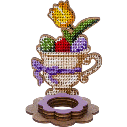 DIY Bead Embroidery Kit on Wood "Tulip with eggs"