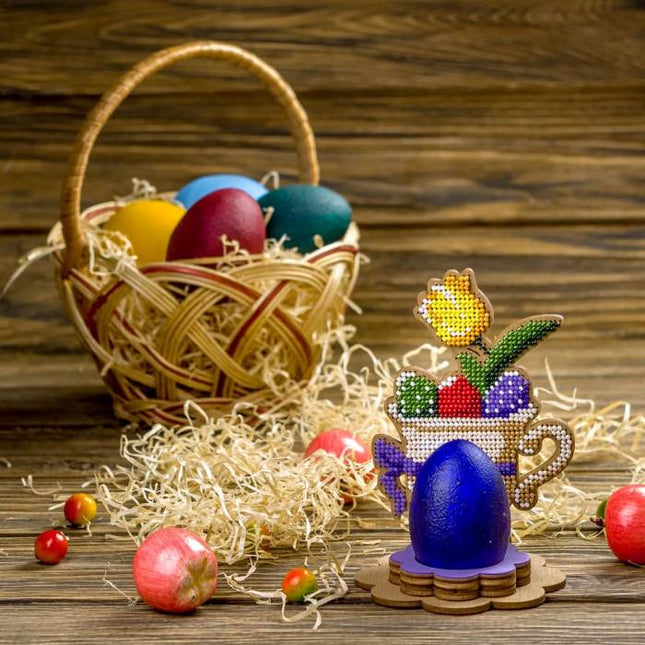 DIY Bead Embroidery Kit on Wood "Tulip with eggs"