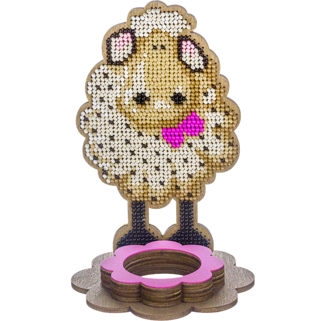 DIY Bead Embroidery Kit on Wood "Sheep"