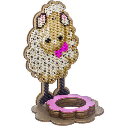 DIY Bead Embroidery Kit on Wood "Sheep"