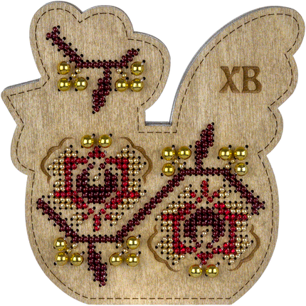 Bead embroidery kit on wood "Rooster"