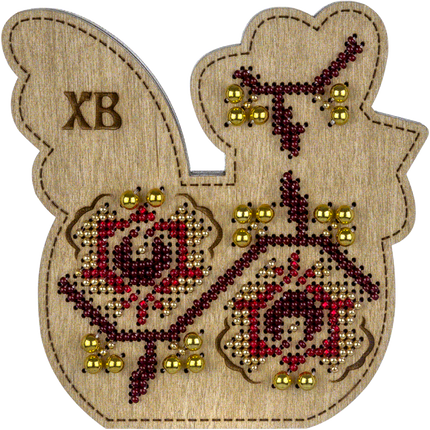 Bead embroidery kit on wood "Rooster"