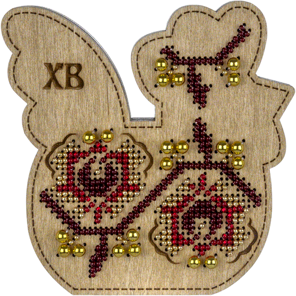 Bead embroidery kit on wood 