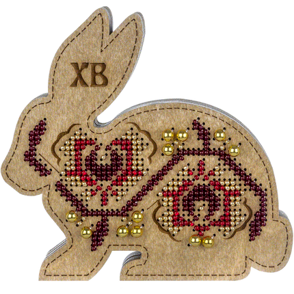 Bead embroidery kit on wood "Easter bunny"