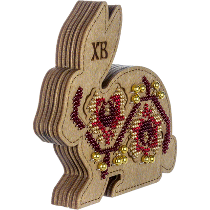 Bead embroidery kit on wood "Easter bunny"