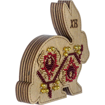Bead embroidery kit on wood "Easter bunny"