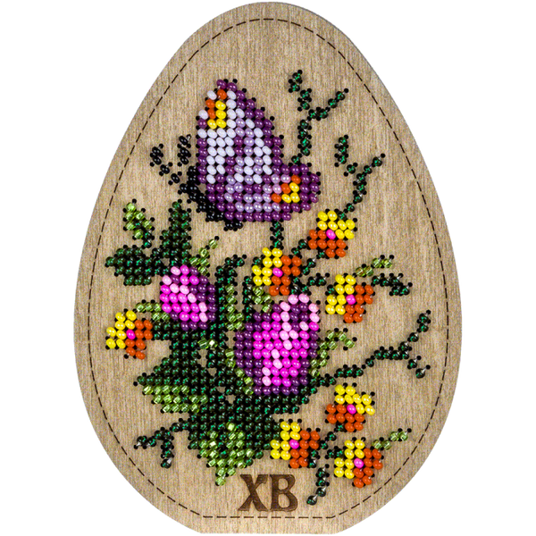 Bead embroidery kit on wood 