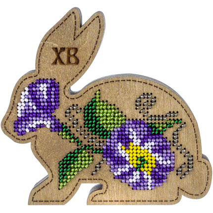 Bead embroidery kit on wood "Easter bunny"