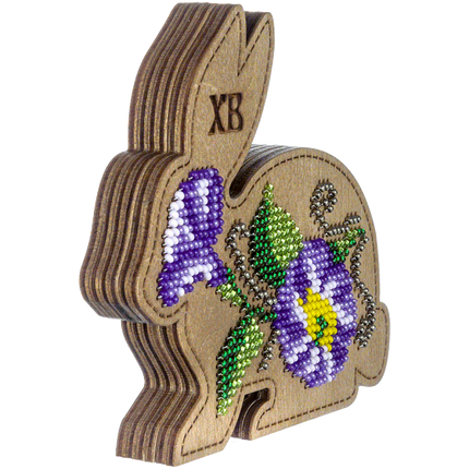 Bead embroidery kit on wood "Easter bunny"