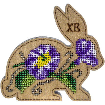 Bead embroidery kit on wood "Easter bunny"