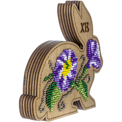 Bead embroidery kit on wood "Easter bunny"