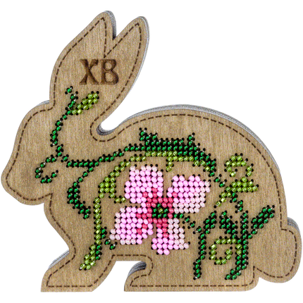 Bead embroidery kit on wood "Easter bunny"