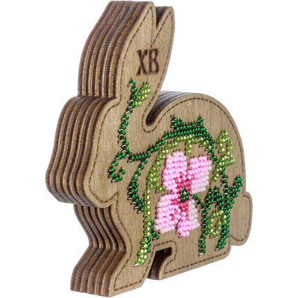 Bead embroidery kit on wood "Easter bunny"