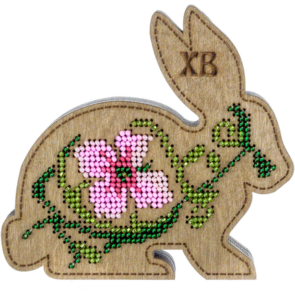 Bead embroidery kit on wood "Easter bunny"