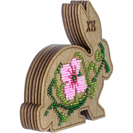 Bead embroidery kit on wood "Easter bunny"