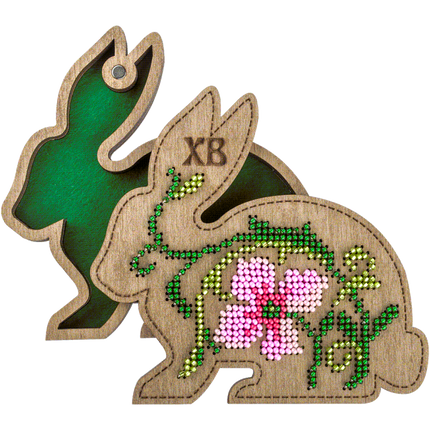 Bead embroidery kit on wood "Easter bunny"