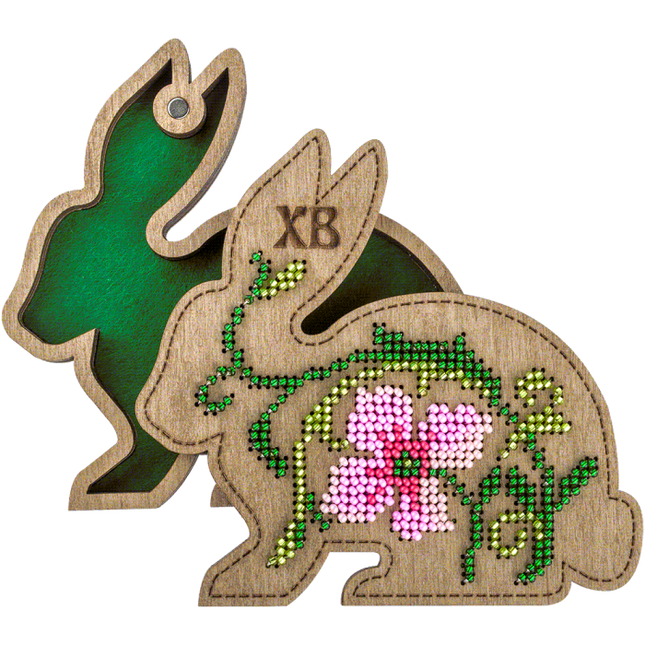 Bead embroidery kit on wood "Easter bunny"
