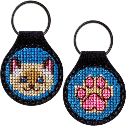 Cross-stitch kit on artificial leather "Cat"