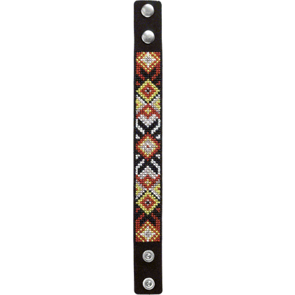Cross-stitch kits on leather "Ethnic ornament" DIY Bracelet embroidery kit