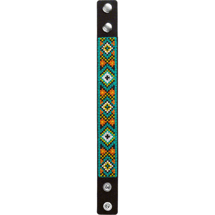 Cross-stitch kits on leather "Ethnic ornament" DIY Bracelet embroidery kit
