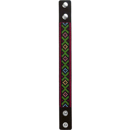 Cross-stitch kits on leather "Ethnic ornament" DIY Bracelet embroidery kit